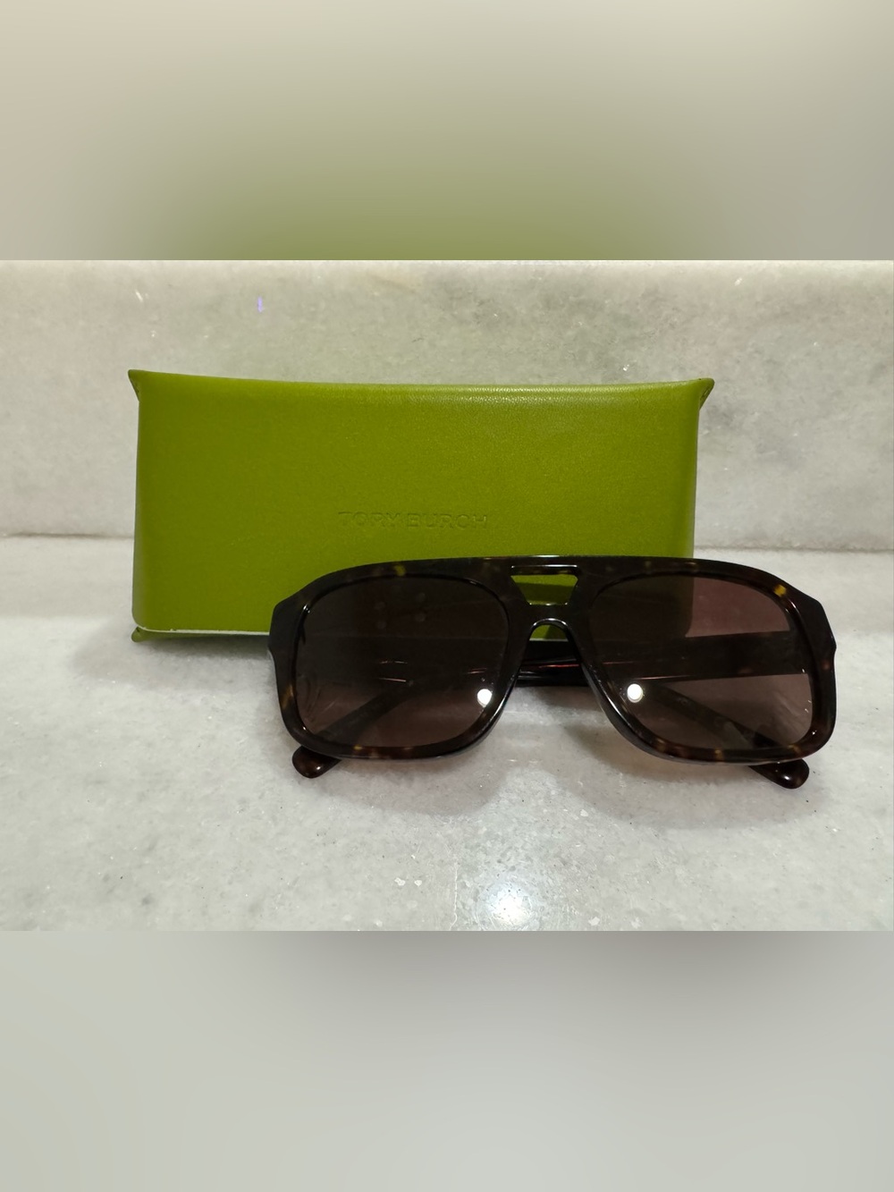 Tory Burch Tortoiseshell Sunglasses with Dark Brown Lenses